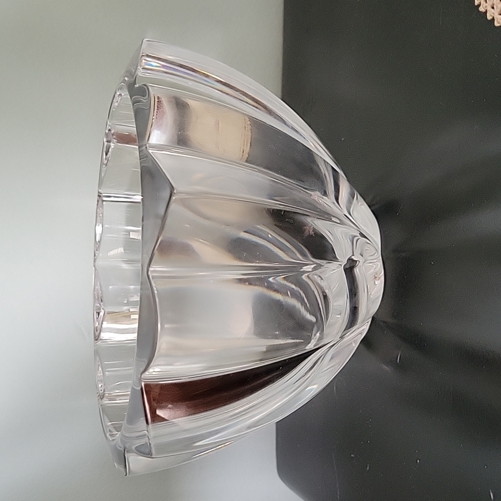 MCM Heavy Crystal Bowl 7" " 4" tall signed crystal ROGASKA